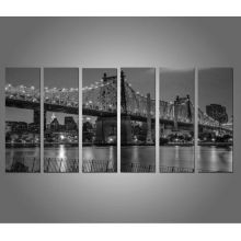 6 pcs Puente de Londres imprime sobre lona Decalques de PINTURA en blanco y negro para el hogar, Hotel Oficina